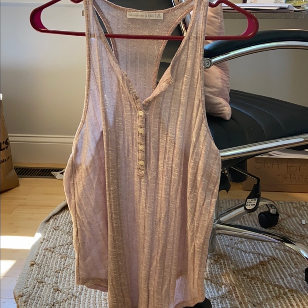 A&F Light Pink Ribbed Henley Tank